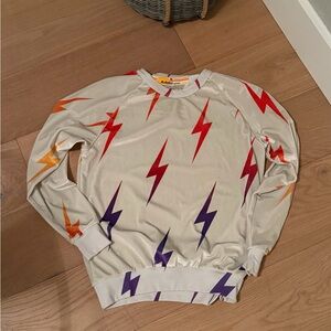 Women’s Aviator Nation Velvet Cream Sweatshirt Pullover Sweater Lightning Bolts